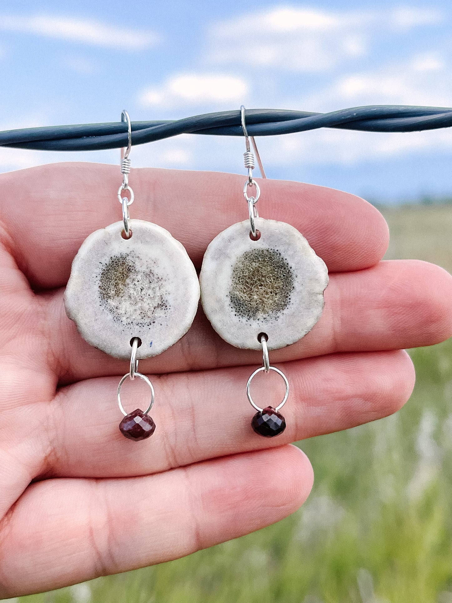 Elk Antler & Gemstone Earrings