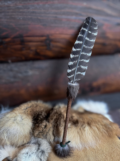 Single Feather Fan: Turkey, Beaver, Buckskin