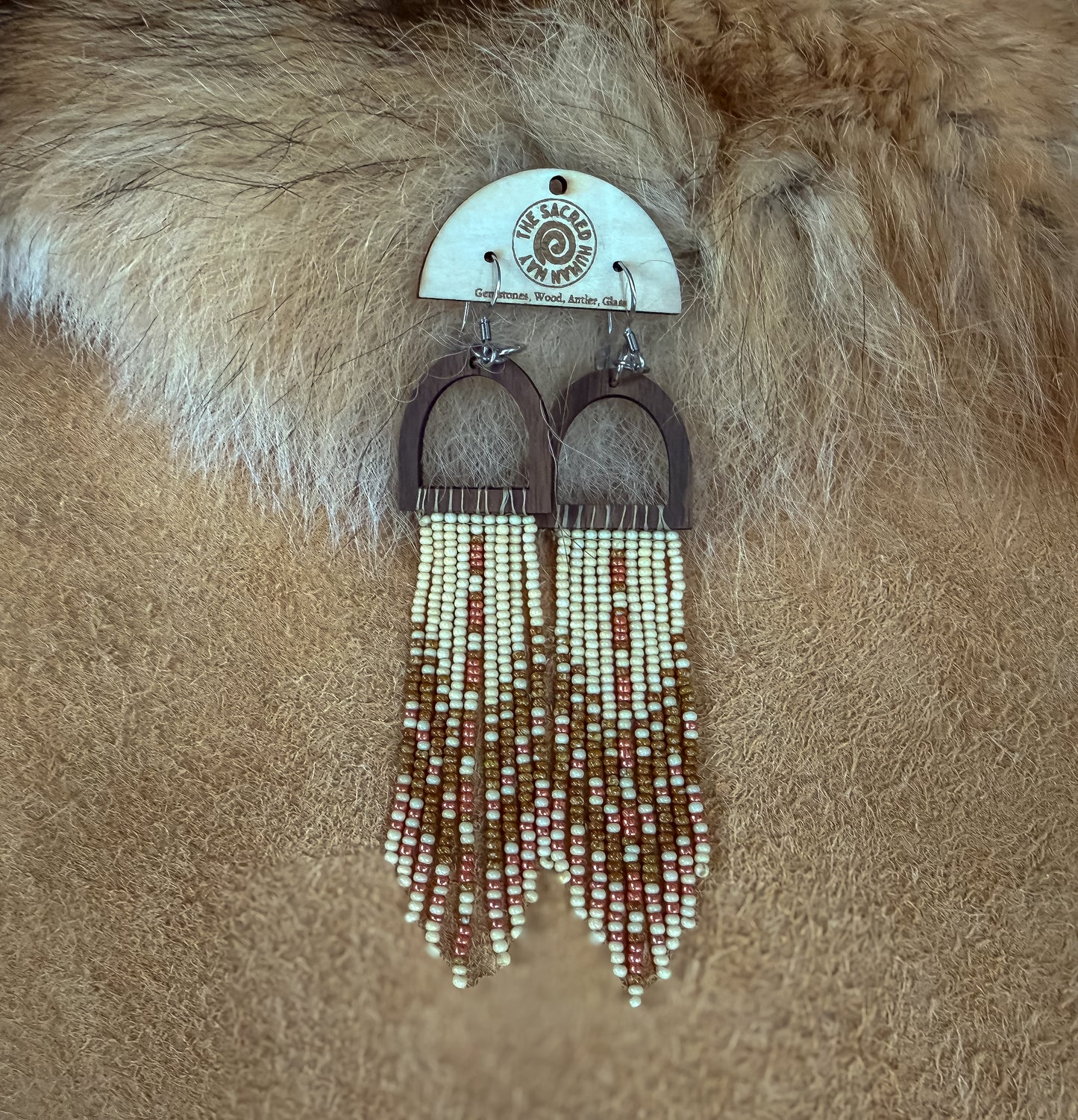 Wood Arch Fringe Earrings - CLEARANCE