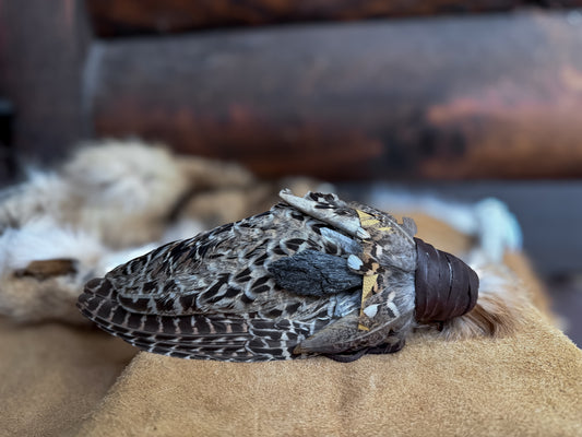 Large Pheasant Wing Fan with Antler, Fox, and Kyanite