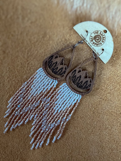 Mountain Fringe Earrings: Wood & Moonstone