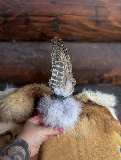 Pheasant Wing Fan with Fox