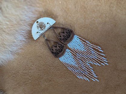 Mountain Fringe Earrings: Wood & Moonstone