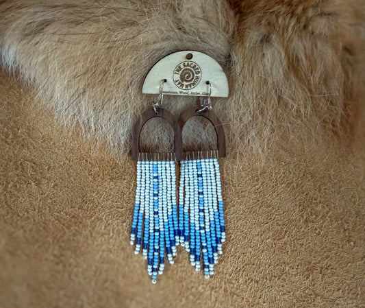 Wintery Wood Arch Fringe Earrings - CLEARANCE