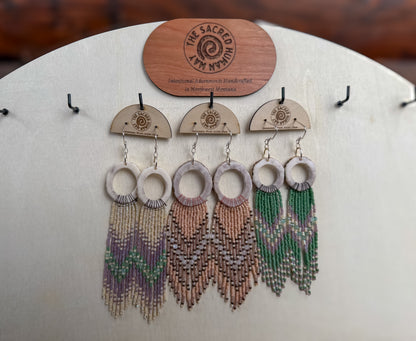 Elk Antler Fringe Earrings: Aurora Inspired-Pearl