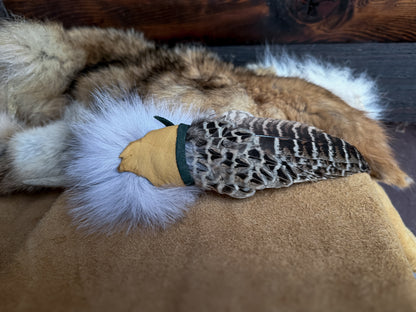 Pheasant Wing Fan with Fox